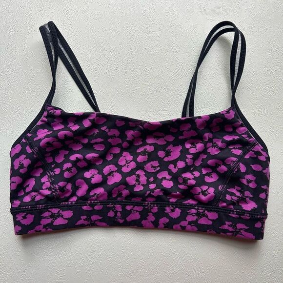 Lululemon Free To Be Wild Bra Pink Black Leopard Print Size 6 - Picture 2 of 7